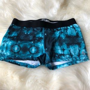 Blue Pattern Spandex Shorts